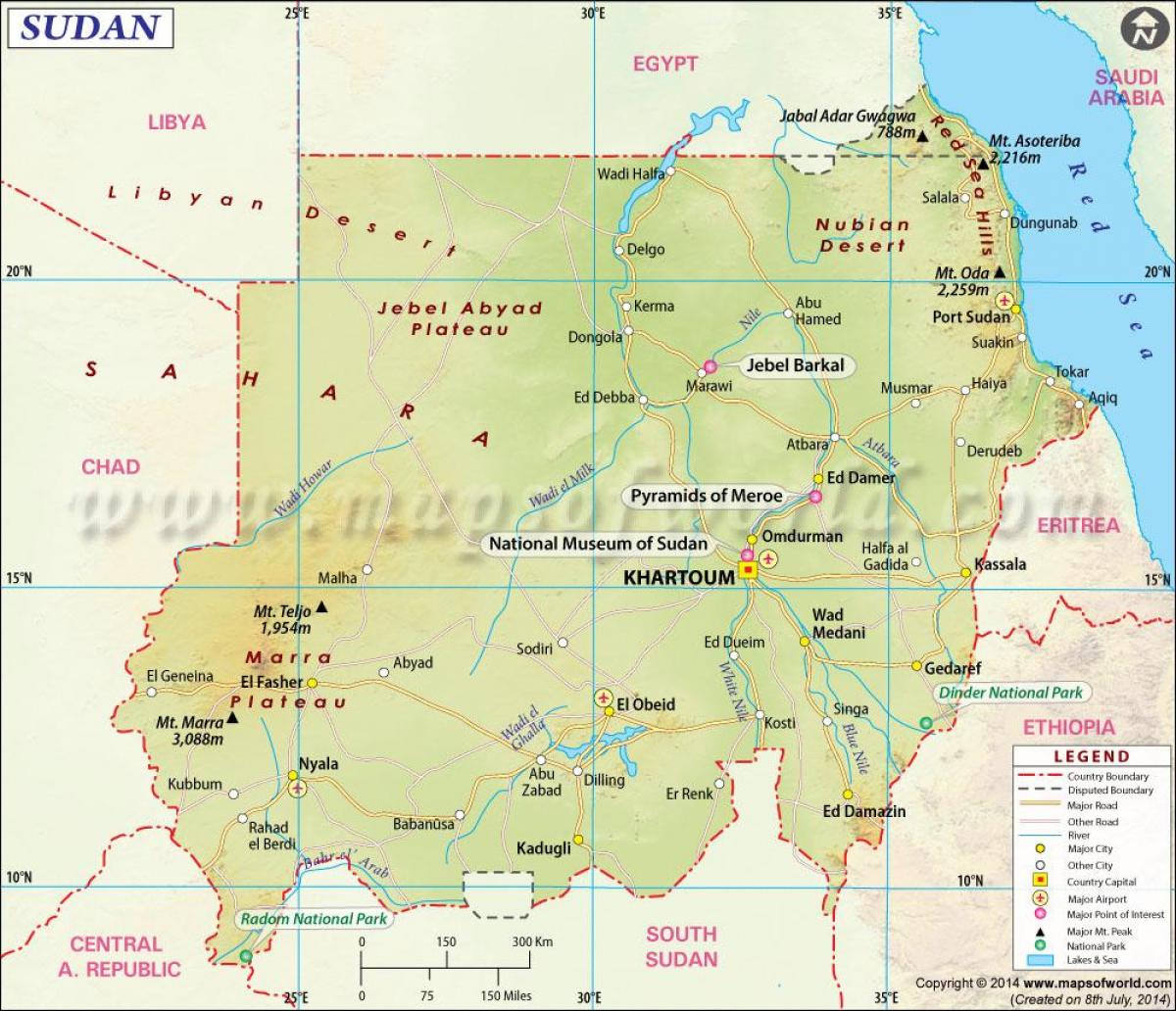 kaart van die Soedan