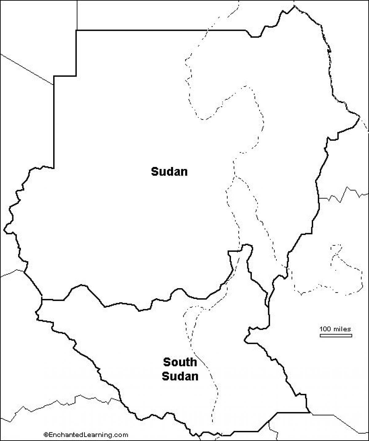 Kaart van Soedan leeg