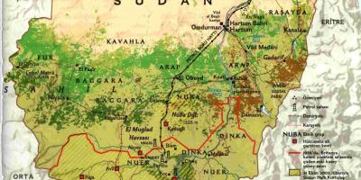 Kaart van Soedan geografie